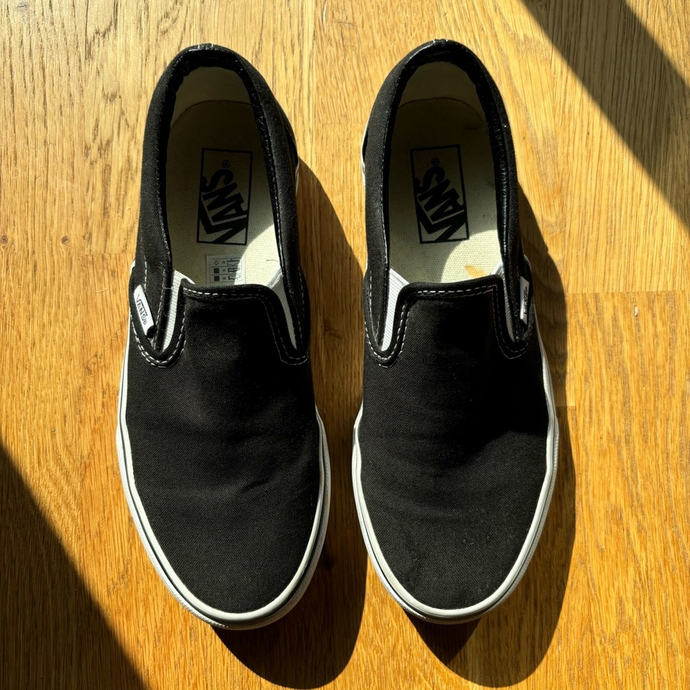 VANS Black Slip Ons Size 7.5
